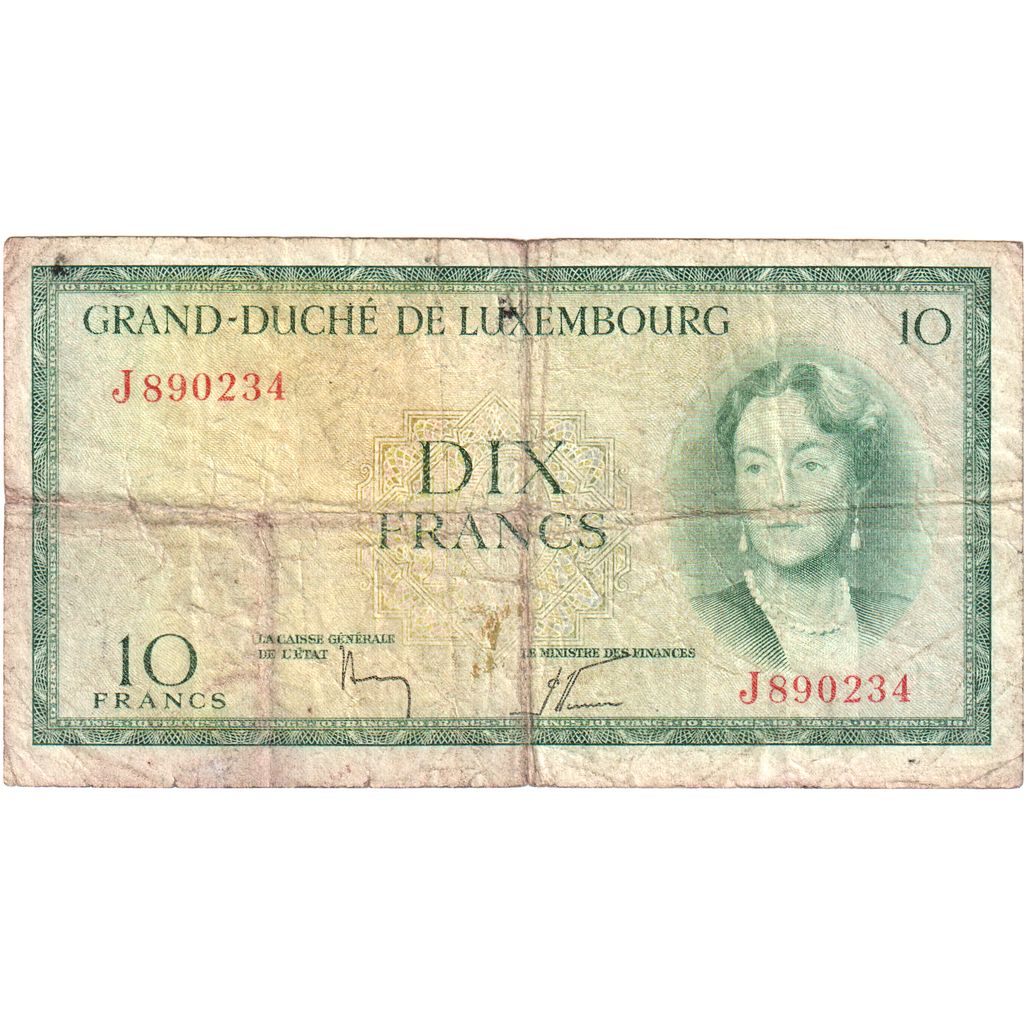 Luxembursko,
10 frankov,
Bez dátumu (1954)