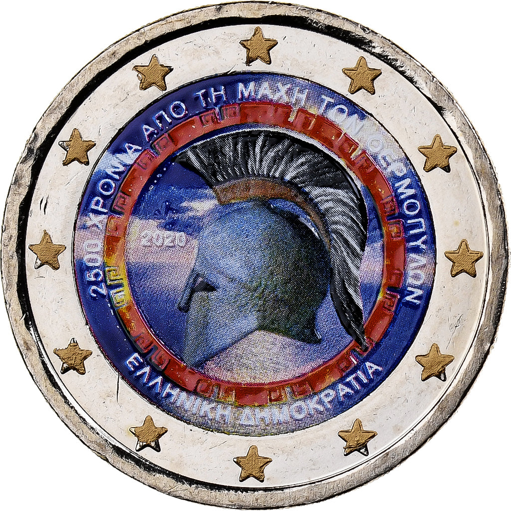 Grécko,
2 eurá,
Coloriert