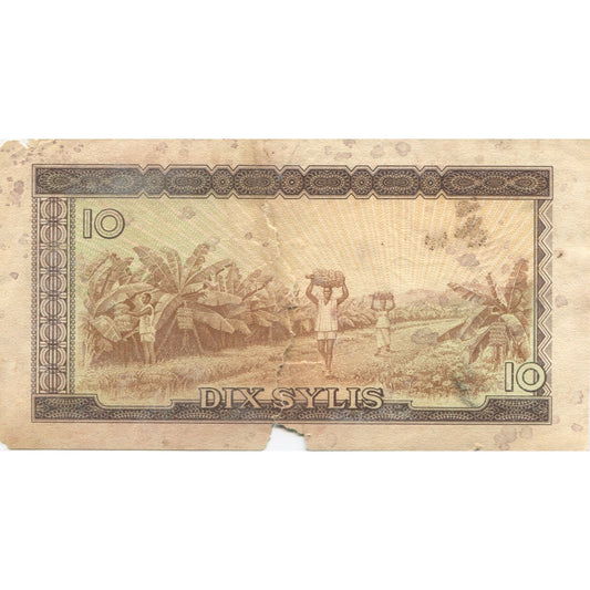 bankovka,
Guinea,
10 Sylis