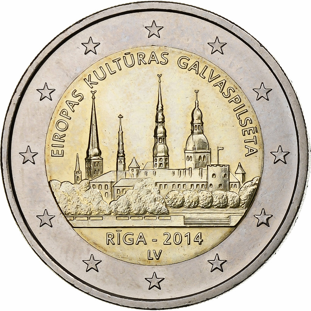 Lotyšsko, 
  
  2 eurá, 
  
  Riga – Kulturhauptstadt Europas 2014
