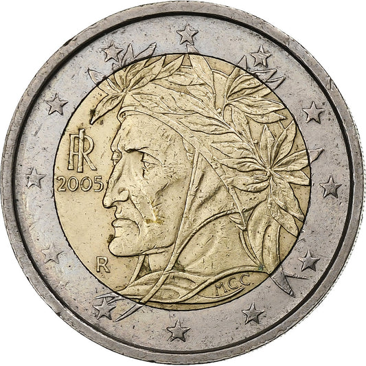taliančina, 
  
  2 eurá, 
  
  Raffaello von Dante Alighieri
