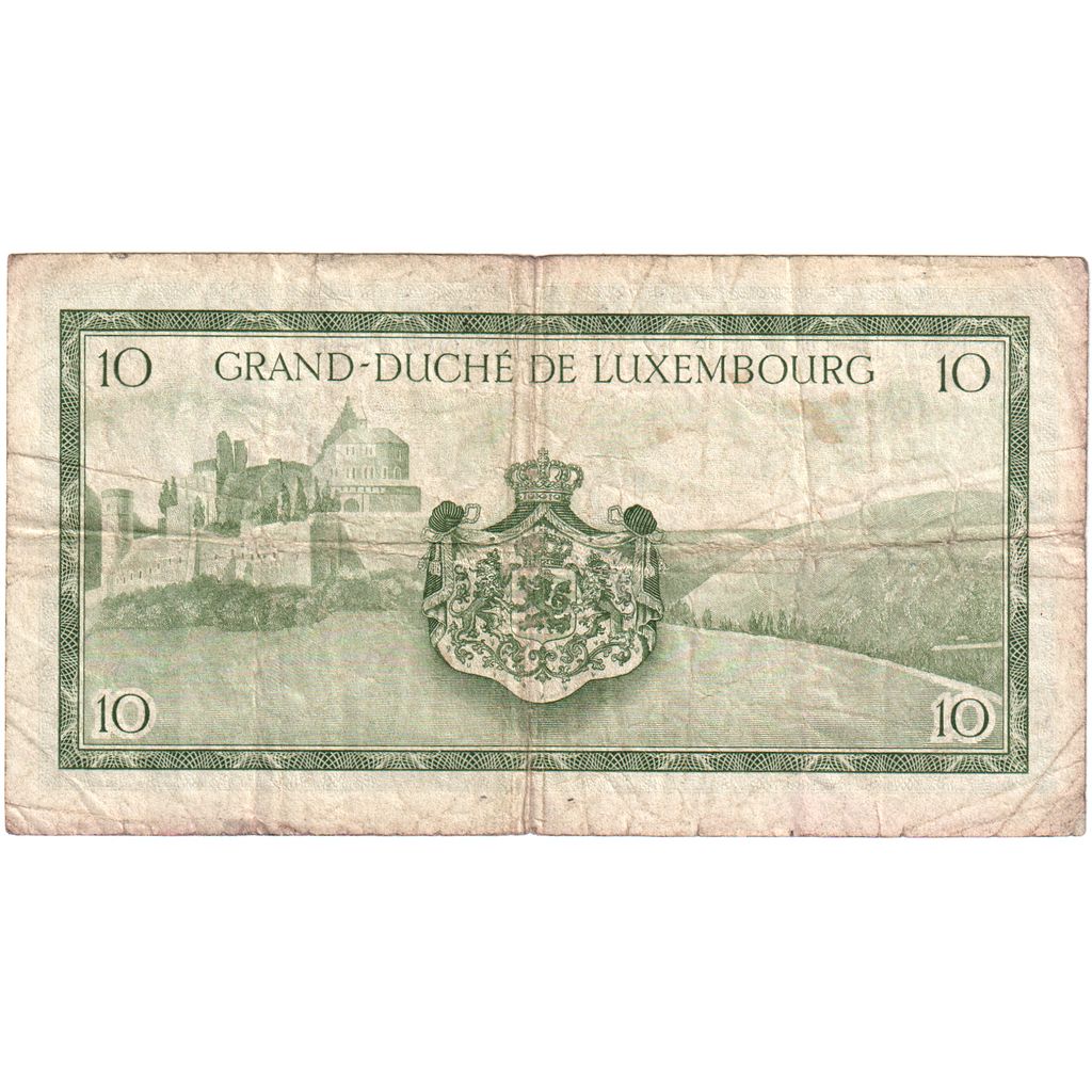 Luxembursko,
 
 10 frankov,
 
 Bez dátumu (1954)