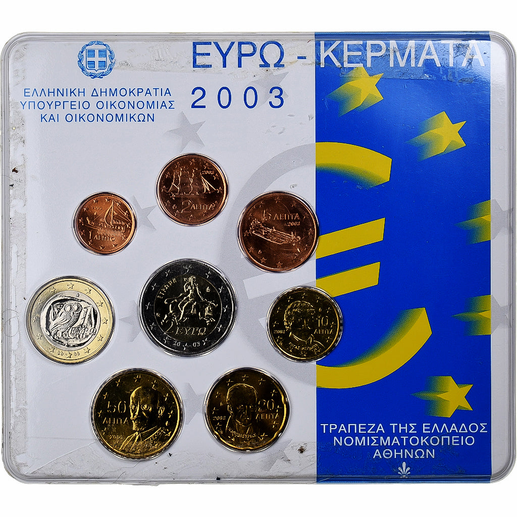 Grécko, 
  
  Setze 1 ct. - 2 eurá, 
  
  Münzkaarte.FDC