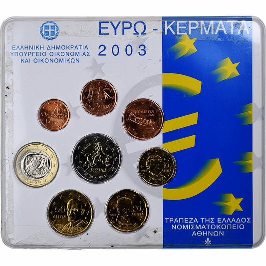 Grécko, 
  
  Setze 1 ct. - 2 eurá, 
  
  Münzkaarte.FDC