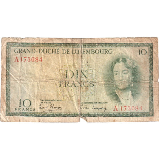 Luxembursko,
 
 10 frankov,
 
 VF (20-25)