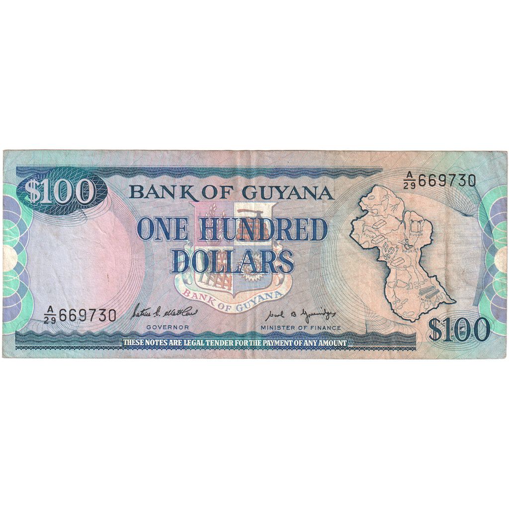 Guyana,
 
 100 dolárov,
 
 WF(40-45)