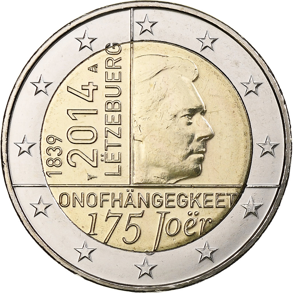 Luxembursko, 
  
  2 eurá, 
  
  175. Jahretag – Unabhängigkeit Luxemburgs