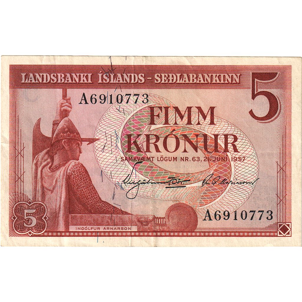 Island,
 
 5 korún,
 
 21. júna 1957