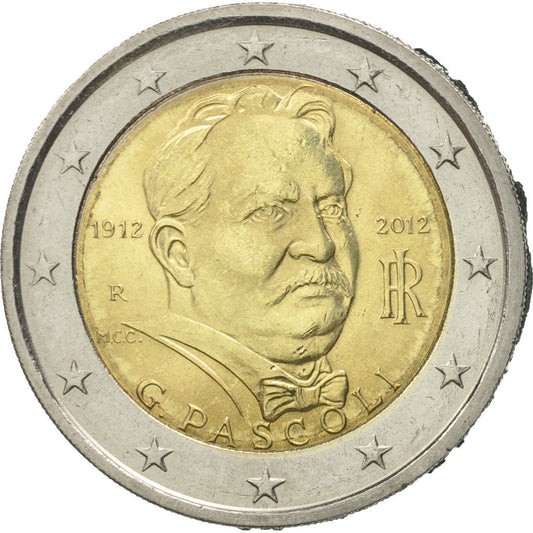 taliančina, 
  
  2 eurá, 
  
  100. Todestag von Giovanni Pascoli