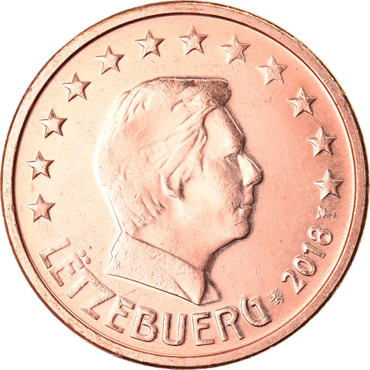 Luxembursko,
 
 2 euro centy,
 
 2018