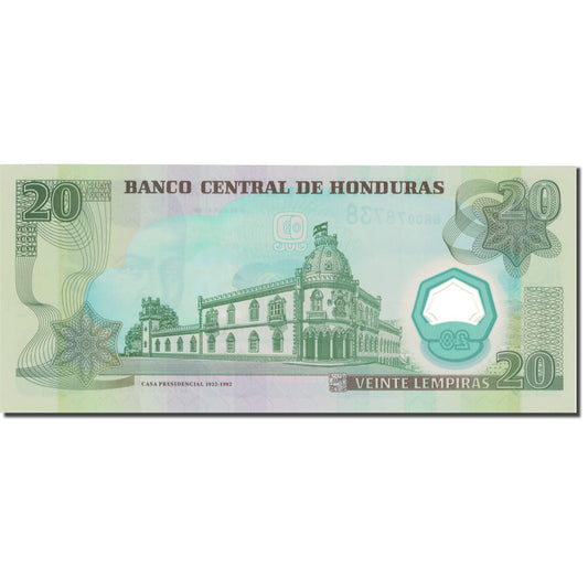 bankovka, 
  
  Honduras, 
  
  20 Lebiras